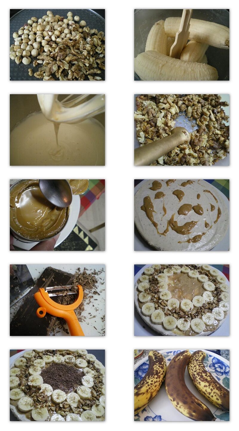 Collage making banoffee cheesecake with Greek Yoghurt image