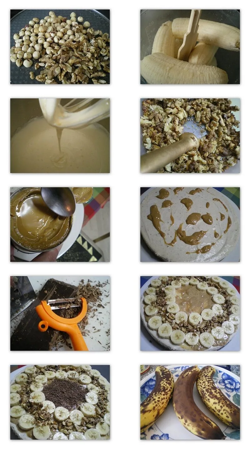 Collage making banoffee cheesecake with Greek Yoghurt image