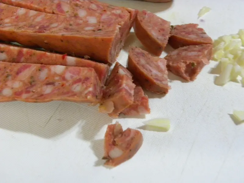 Greek sausages cut image