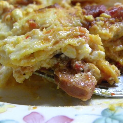 Sausage and feta lasagna image