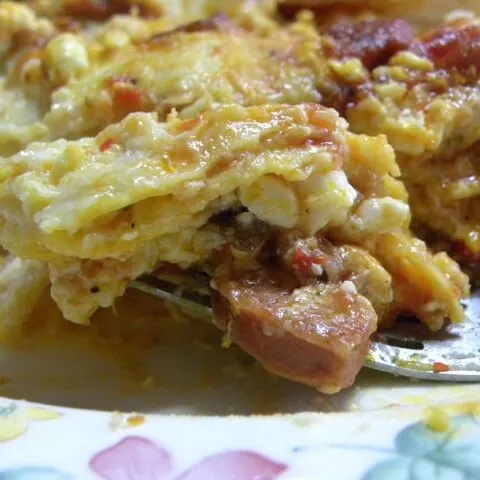 Sausage and feta lasagna image