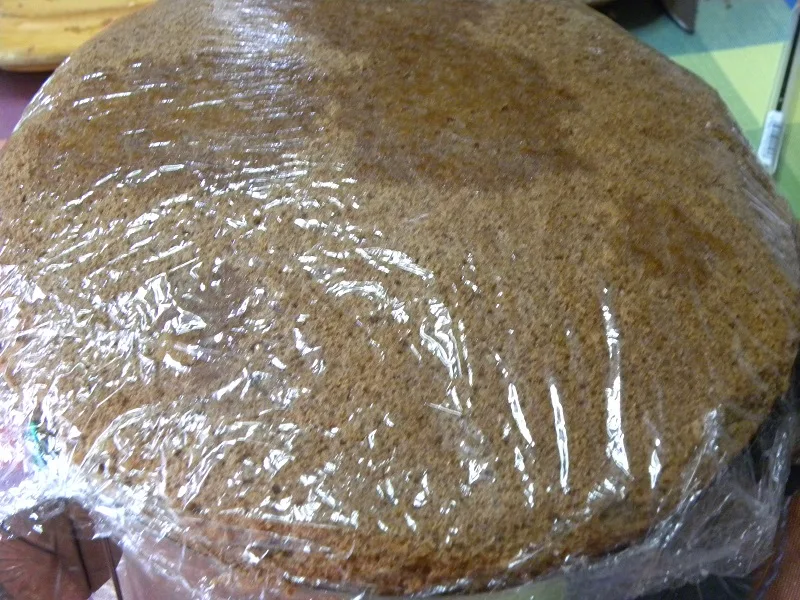 Cake covered with cling film image