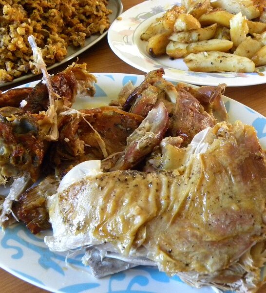 Delicious Greek Stuffed Goat (or Lamb)