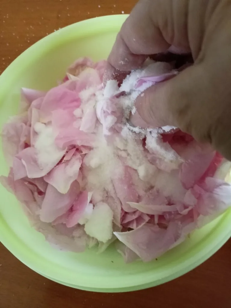 Rose petals mixed with sugar image