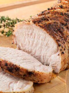 pork tenderloin cut before serving image
