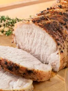 pork tenderloin cut before serving image