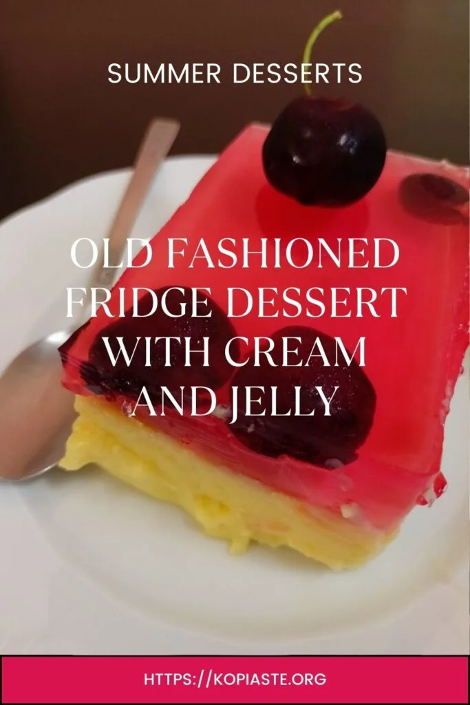 Collage Creamy Fridge Dessert with Biscuits and Jelly image