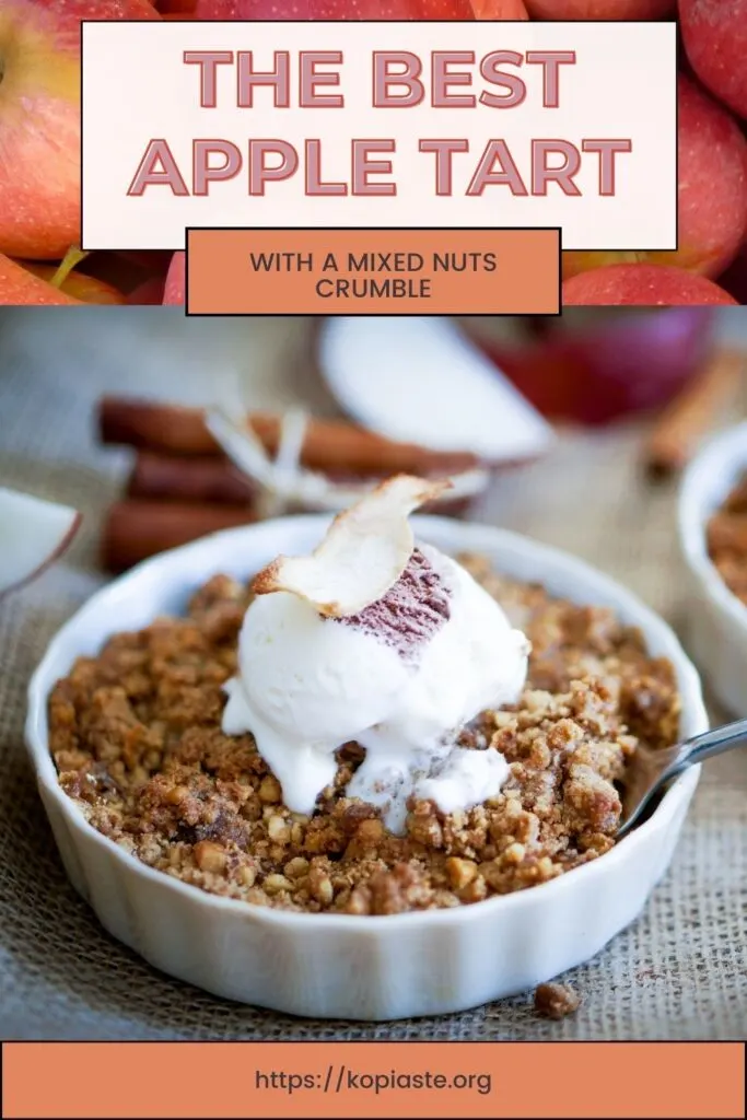 Collage Apple Tart Crumble with mixed Nuts Crumble with ice cream picture