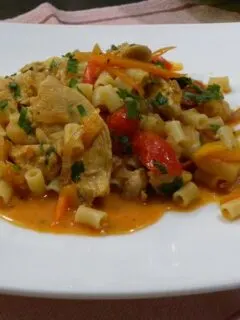 Chicken stir fry with ditali pasta picture