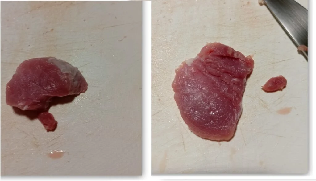Before and after pounding the Pork Tenderloin image